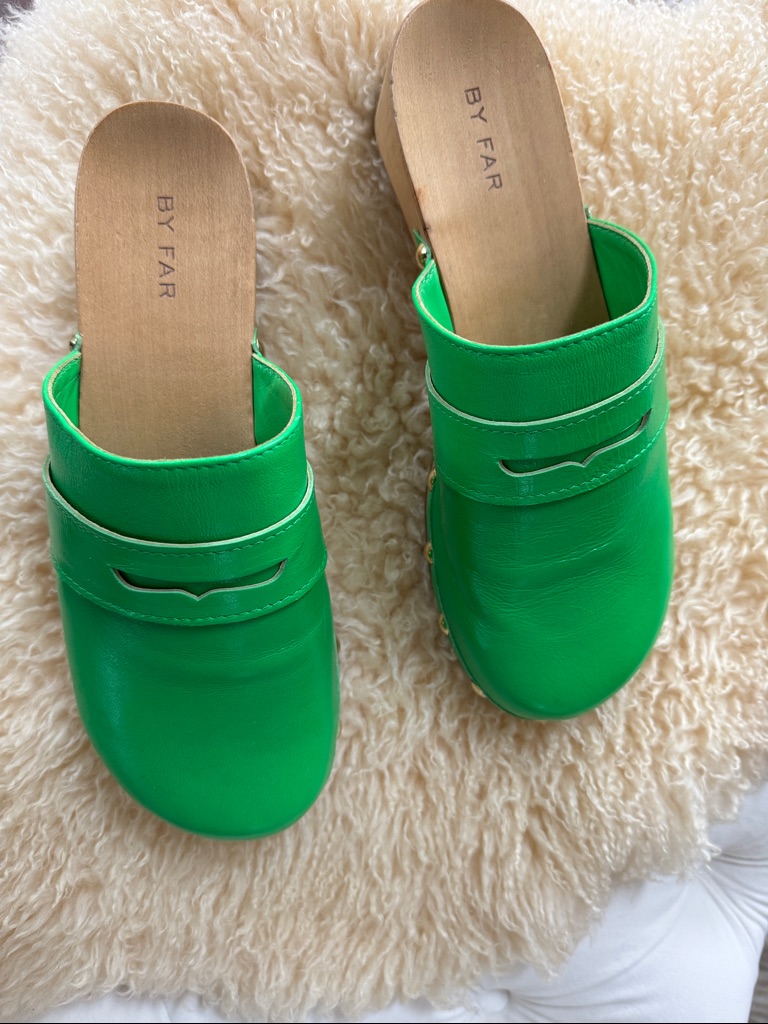 By Far Emerald Green Leather Clogs - Women's Slip-On Mules